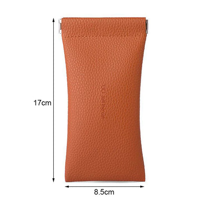 Litchi Magnetic Automatic Closing Glasses Bag Men Women Fashion Portable Soft PU Leather Reading Sunglasses Protective Pouch