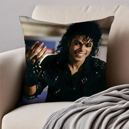 Pop Music M-Michael Jackson Cushion Cover Pillowcase Anti-dustmite Invisible Zipper Short Plush Sofa Cushion