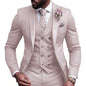 High Quality Green Business Men Suits Slim Fit Male Clothing Elegant Wedding 3 Piece Two Buttons Jacket Vest Pants Party Sets