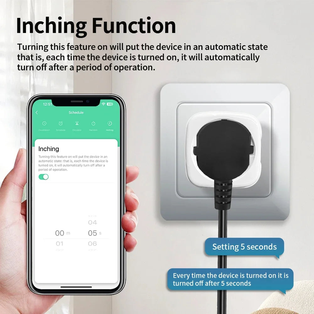 TNCE Tuya Wifi Plug 20A Smart Socket EU Power Monitor Remote Control switch Smart Life APP Works with Alexa Googl Home Alice