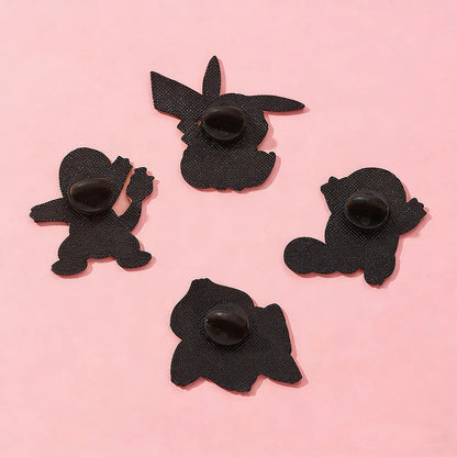 4Pcs Anime Pokemon Characters Enamel Brooch Badge Pikachu Charmander Squirtle Bulbasaur Figure Lapel Pins Gifts for Kids Fans