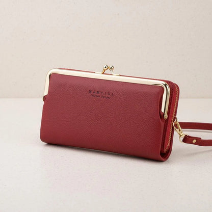 Ladies Crossbody Bag PU Leather Handbag Women Travel Casual Shoulder Bag Everyday Use Double Layer Mobile Wallet Clutch Purse