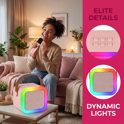 Kids Adult Karaoke Machine Portable Bluetooth Speaker with 2 Microphones RGB Light Voice Changer for Party Gift
