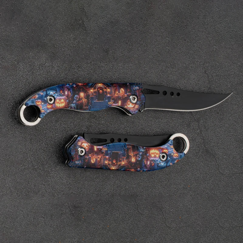Pocket Portable Mini Folding Knife Stainless Steel Self-defense EDC Multi-purpose Camping Camp tools Halloween style