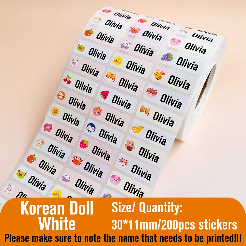 200Pcs Custom Waterproof Hebrew Name Stickers Personalized Children Hologram Label  Sticker With Students School Stationery Tag