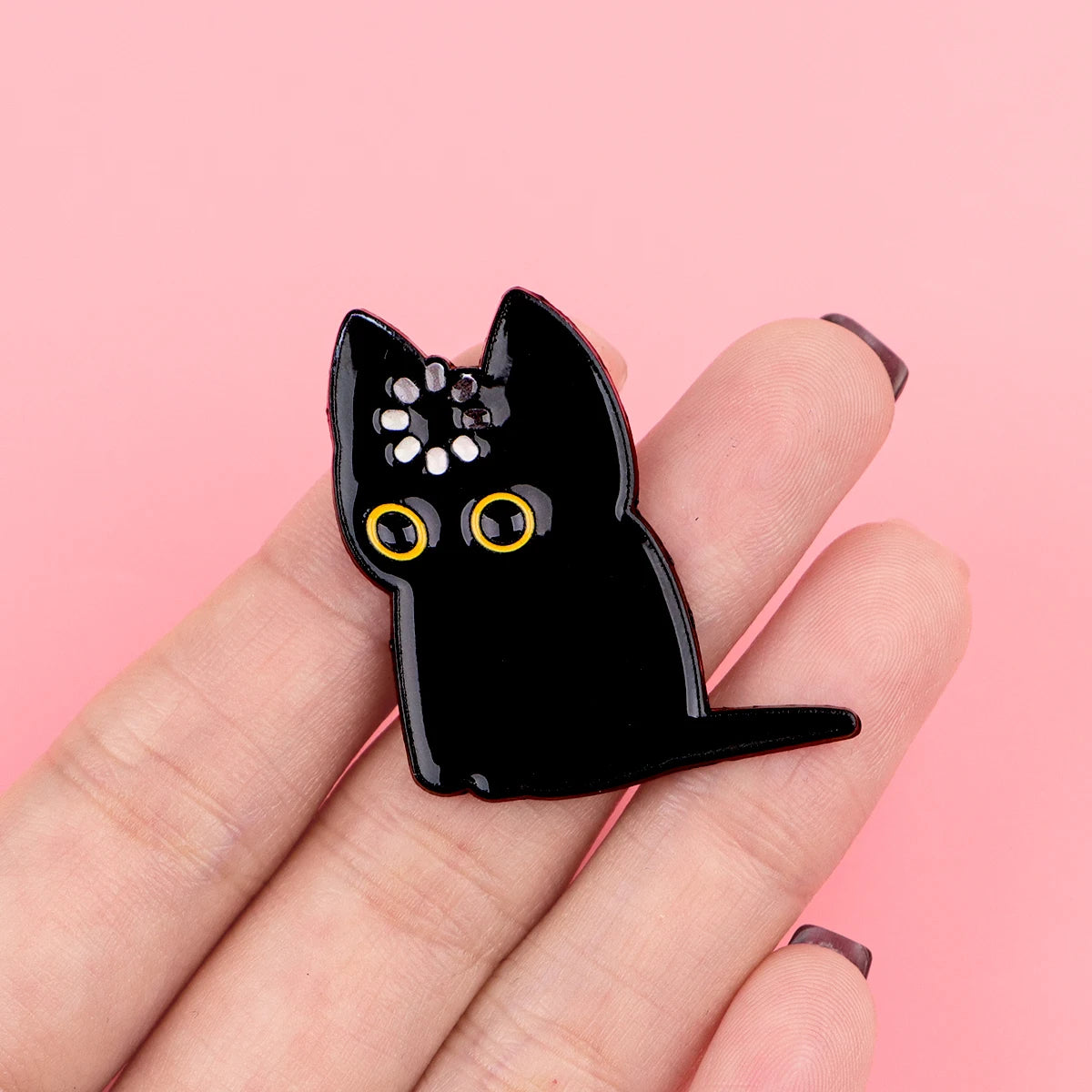 "Loading" Black Cat Enamel Pin Cute Brooch Pines Lapel Pins Badge on Backpack Clothing Accessories Animal Jewelry Friends Gifts