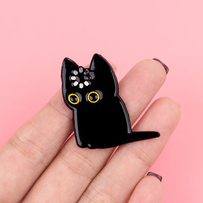 "Loading" Black Cat Enamel Pin Cute Brooch Pines Lapel Pins Badge on Backpack Clothing Accessories Animal Jewelry Friends Gifts