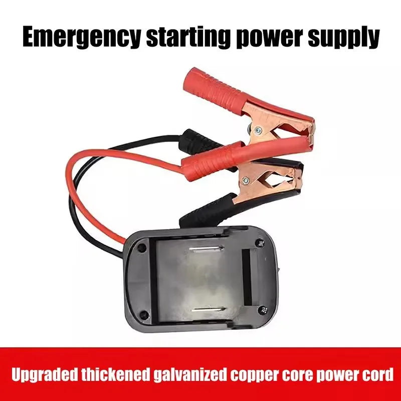 For Makita Car Battery Jump Starter Lithium Emergency Power Bank with Thickened Copper Clips with Dual USB Charging Ports