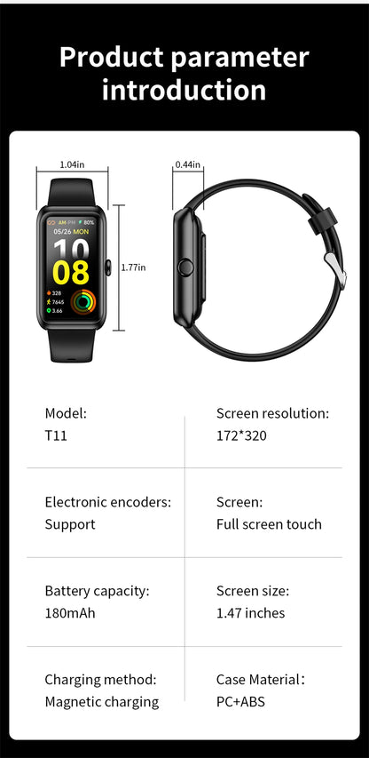 LIGE Fashionowy Smartwatch z Pełnym Ekranem Dotykowym Męski Damski Przypomnienie o Połączeniach Bransoletka Damska 100+ Trybów Sportowych Monitor Tętna Smartwatch