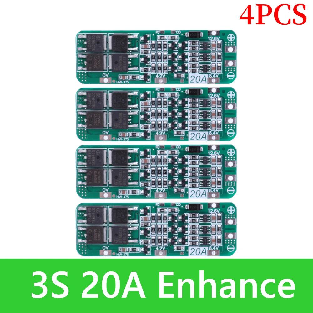 BMS 3S/4S 5A 10A 20A 25A 40A 60A Płytka zabezpieczająca ładowarkę do akumulatorów litowo-jonowych 18650 do wiertarki 12 V z funkcją wzmocnienia/balansu