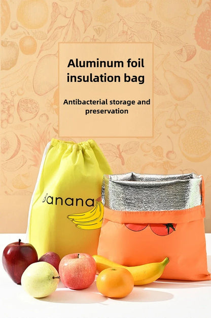 ‌"Insulated Fresh-Keeper Bag - Reusable Storage Organizer for Bananas, Lettuce & Vegetables (Drawstring Closure)"