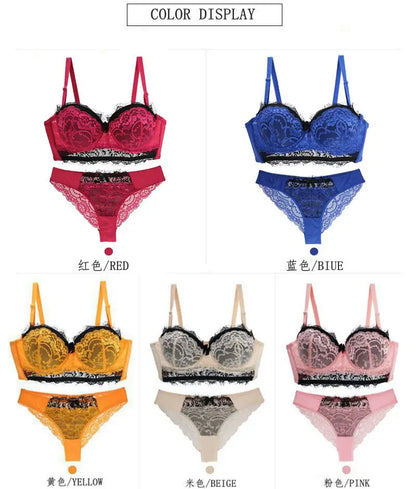 DaiNaFang New Sexy Women Bras Set Push Up Underwear 34/75 36/80 38/85 40/90 42/95 ABCDE Cup Plus Size Lace Lady Lingerie
