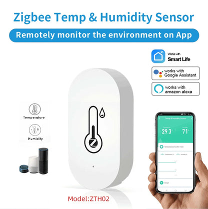 Tuya Zigbee Temperature Humidity Sensor SmartLife Remote Monitor For Smart Home Workwith Tuya Zigbee Hub