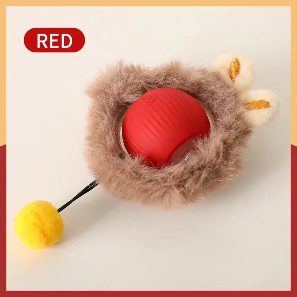 LEMEENQ Cat Interactive Ball Toy Auto Rolling Ball with Tail Rechargeable Smart Pet Interactive Toy Intelligent Mouse for Cat