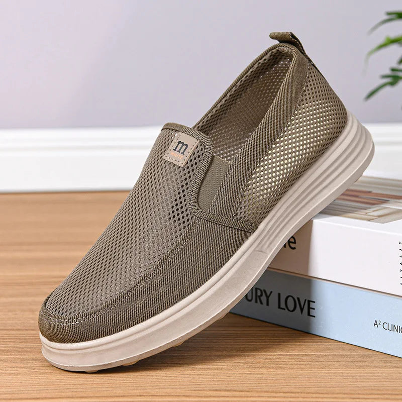 Summer Breathable Men's Mesh Shoes, One Foot Cloth Shoes, Anti Slip Soft Soled Casual Shoes