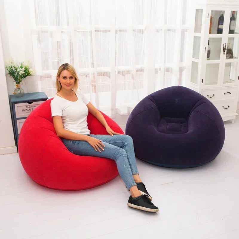 Large Lazy Inflatable PVC Sofa Chair Lounger Seat Bean Bag Tatami Style Living Room Couch 2026 Latest Models Puff Pouf