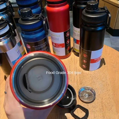 Outdoor Sports Thermos Water Bottle with Tea Filter 304 Stainless Steel Thermal Cup Leak-proof Vacuum Flask Drinkware