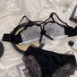 BANERDANNI Kawaii Anime Bra Set Japan Maid Lace Bralette with Thicken Pads Cut-Out Design Small Bust Enhancer Pure-Sex Underwear