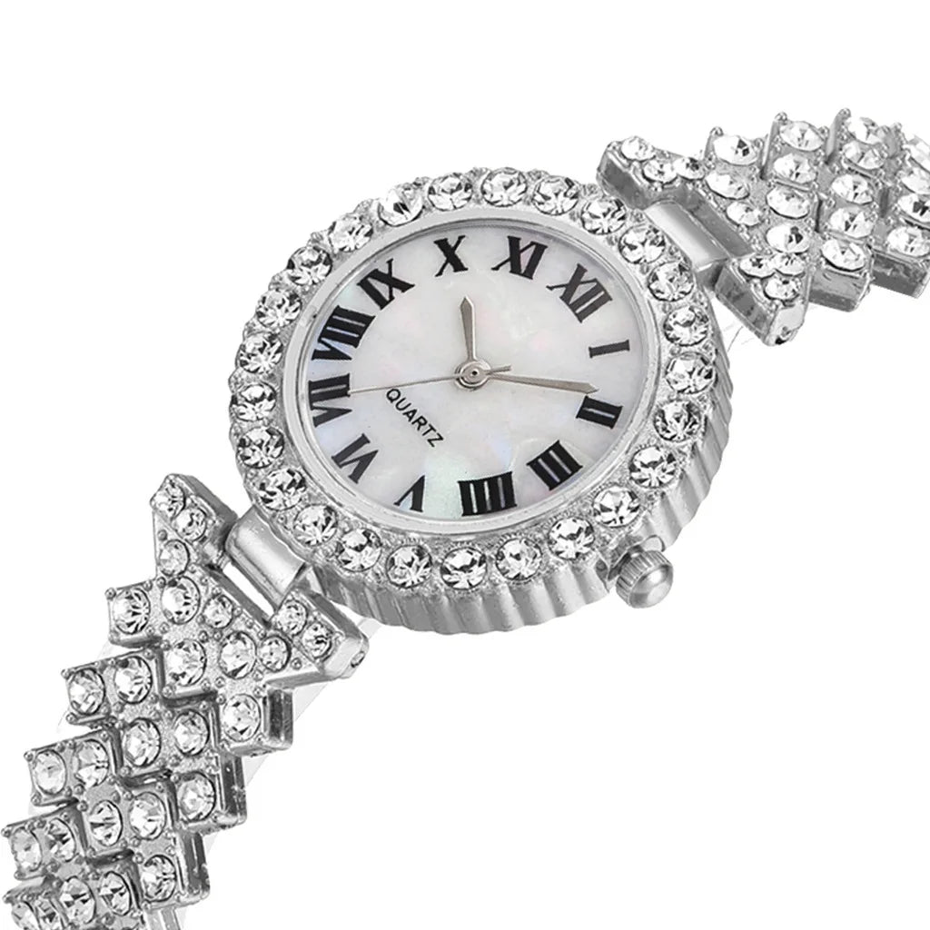 2PCS Women's Watch Fashion Rhinestone Ladies Analog Quartz Watches Bracelet Set Reloj Mujer Girls Clock Gift Relogio Feminino