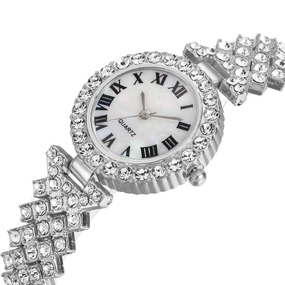 2PCS Women's Watch Fashion Rhinestone Ladies Analog Quartz Watches Bracelet Set Reloj Mujer Girls Clock Gift Relogio Feminino