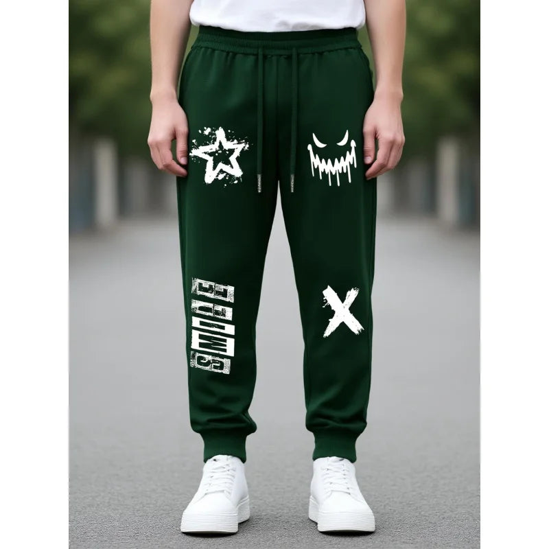 Men'S Trendy Printed Casual Fashion Pants Suitable For Outdoor Dates, Shopping, And Sports