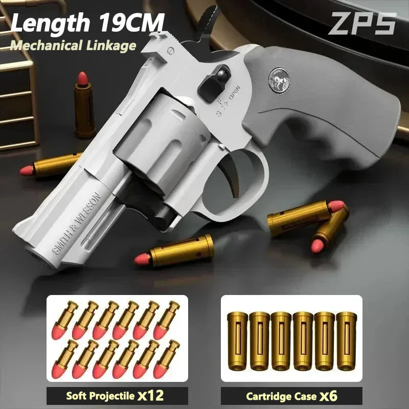 Continuous Firing ZP5 357 Revolver Launcher Pistol Soft Dart Bullet Toy Gun CS Outdoor Game Weapon for Kids Adult