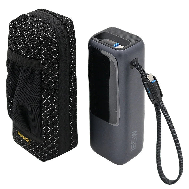 Portable Breathable Power Bank Bag for Anker A1695 & Zolo 165W, Outdoor Travel Ventilate Carrying Case