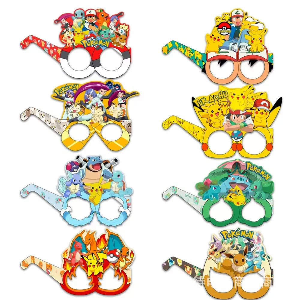 Birthday Party Favor Supplies Pik chu Braclet Keychain Stamp Mask Set for Birthday Party Bag Classroom School Reward Prize Gift