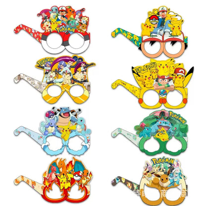 Birthday Party Favor Supplies Pik chu Braclet Keychain Stamp Mask Set for Birthday Party Bag Classroom School Reward Prize Gift