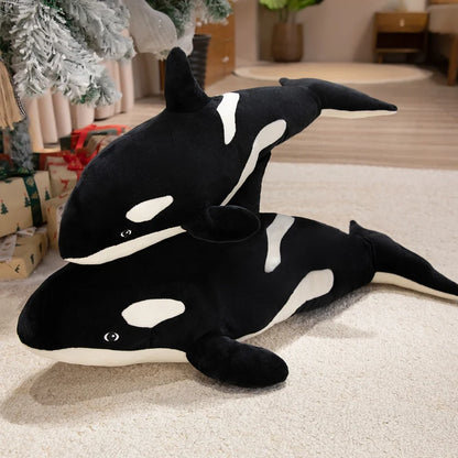 Giant Large Size Orca Killer Whale Plush Pillow Soft Stuffed Ocean Animal Doll Big Orca Plushie for Sleeping Hugging Pillow Home