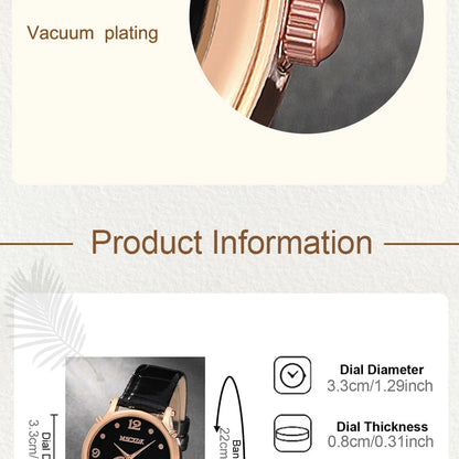 Women Fashion Leather Belt Watches & Simple Heart Wallet Glasses Sunglasses Set Ladies Quartz Wristwatches Dress Montre Femme