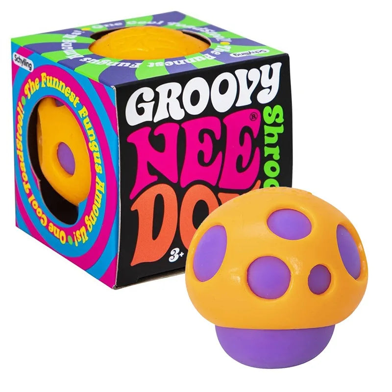 Needoh Groovy Shroom Squishy Fidget Toy Rose Mushroom Form BPA Free Safe Ease Nervous Calm Irritation Desktop Daily Ornament