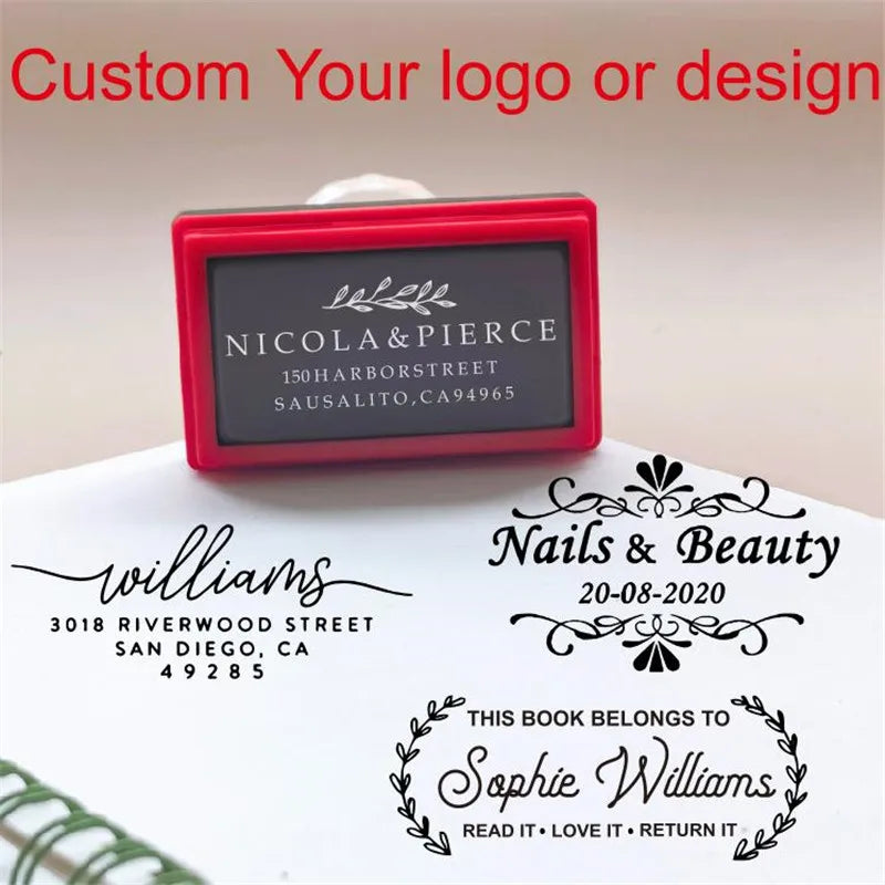 Personalized Logo Self Inking Stamp Customized Photosensitive Ink Stamp Your Design Picture Custom Wedding Address Library Book