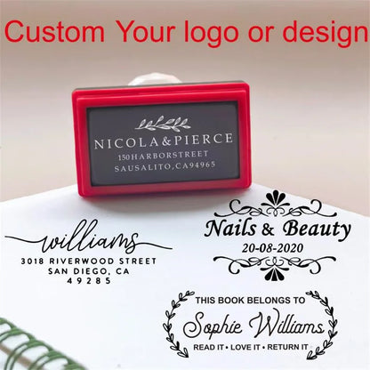 Personalized Logo Self Inking Stamp Customized Photosensitive Ink Stamp Your Design Picture Custom Wedding Address Library Book