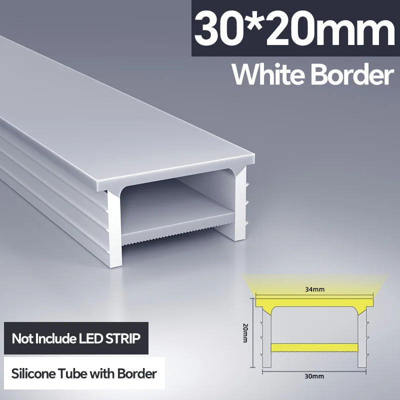 1M-10M LED Neon Rope Tube Soft Silicone Diffuser Channel Black/White Flexible Ribbon Strip Light for Recessed Channel