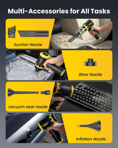 Handheld Car Vacuum Portable Cordless 20000Pa High Power Suction Mini Vacuum Cleaner 4-in-1 Portable Vacuum for Car Home Office