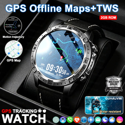Smart Watch Men GPS Track High End watch Swim Waterproof Smart Watches Swim six axis sensor Sports Smartwatch 2GB Memory GPS Map