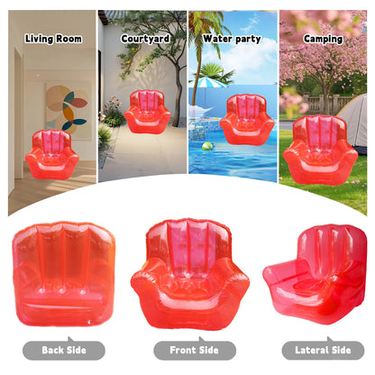 Inflatable Transparent PVC Lounge Chair, Blow Up Sofa for Camping Yard Patio, Air Couch Furniture Outdoor Beach Room