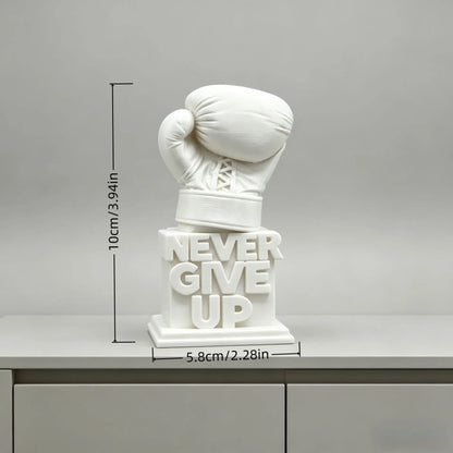 3D Printed "Never Give Up" Boxing Glove Figurine Inspirational Desk Decor Motivational Sculpture for Office Home Gift Birthday