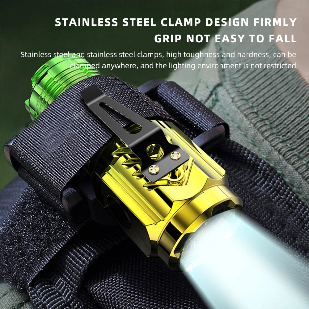 BOOIU Super Bright Flashlight 3 LED Portable Mini Burst Flash Torch Rechargeable Tail Magnet Outdoor Spotlight with Pen Clip
