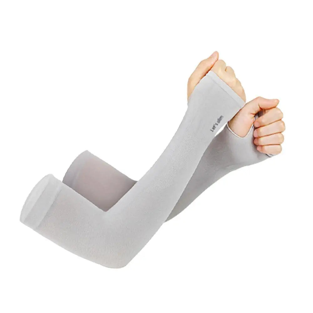 2 Pcs (1 Pair) Women's Ice Silky Fiber Fabric Arm Sleeves, Cooling Arm Covers for Running, Fishing, Cycling