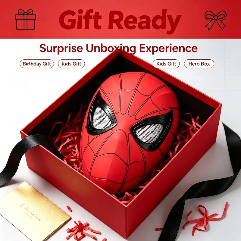 In Stock Miles Spider-Man 1:1 Scale Electronic Mask With Moving Glowing Eyes Ring Control Cosplay Toy Gift For Boys Gift