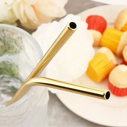 5/10Pcs Reusable Drinking Straw 304 Stainless Steel Straws Straight Bent Metal Straw with Cleaner Brush Pouch Wholesale