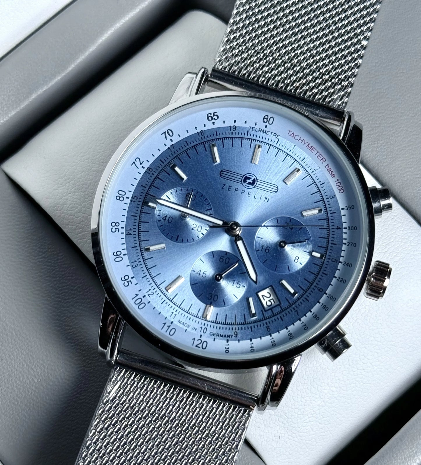 2026 Fashion New Retro Business Casual Leather Strap Quartz Watch Zeppelin Men's Watch Green Dial Luxury Gift Watch