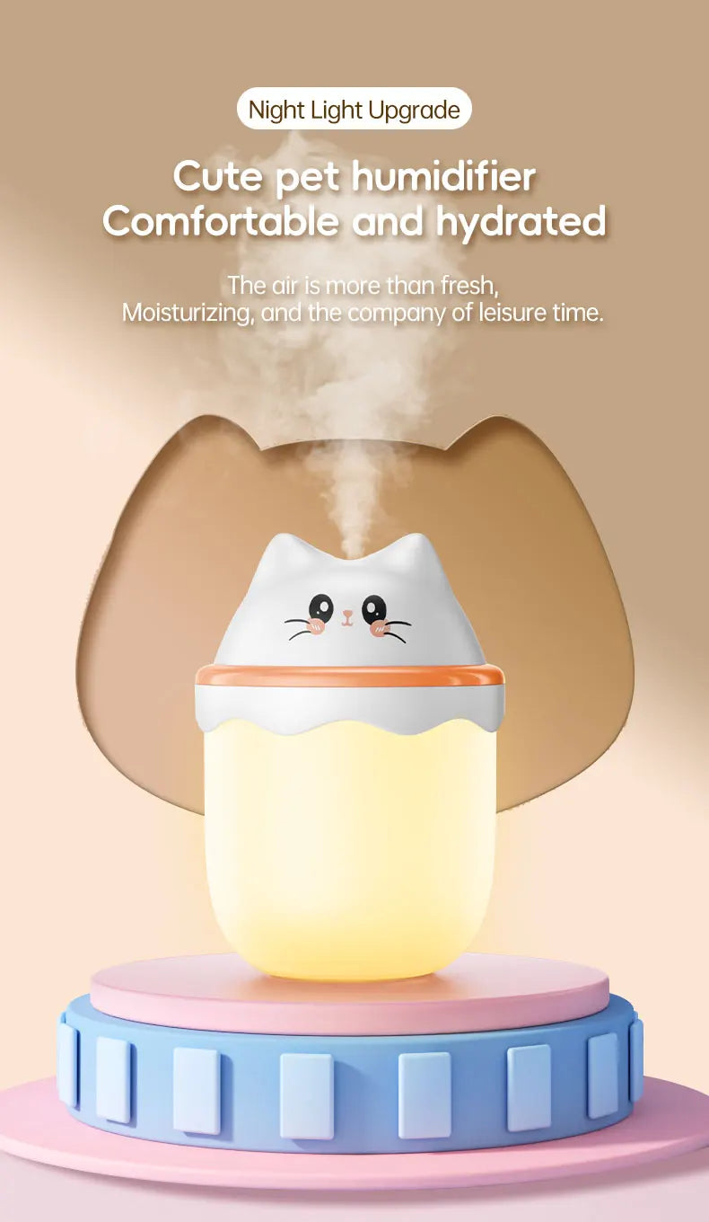 Cute Pet Humidifier Desktop Home Mini Spray Hydrator Atmosphere Night Light Office Creative Portable Cold Fog For Travel Bedroom