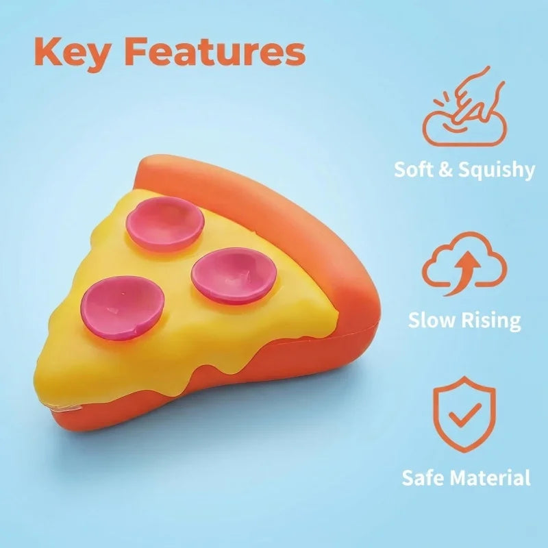 Pizza Soft Pinch Stress Relief Squishy Cube Sensory Fidget Anti-Anxiety Squeeze Toy Object for Focus ADHD Party Gift