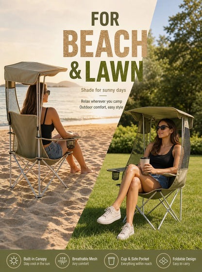 Selected Outdoor Three Sided Curtain Folding Chair Sunshade Chair Picnic Camping Chair Fishing Chair Sunscreen Beach Chair