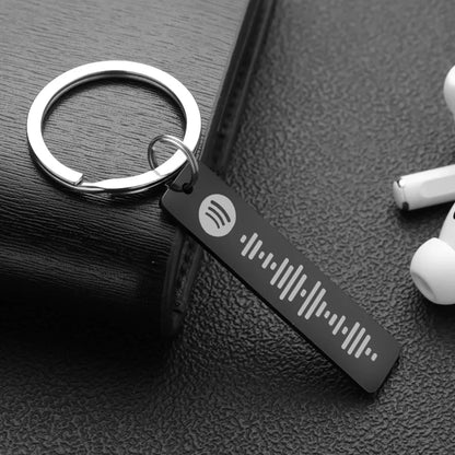 Personalized Spotify Code Keychains Music Keyrings Customized Scannable Song Name Key Rings Chains Best Gift for Car Couple P040