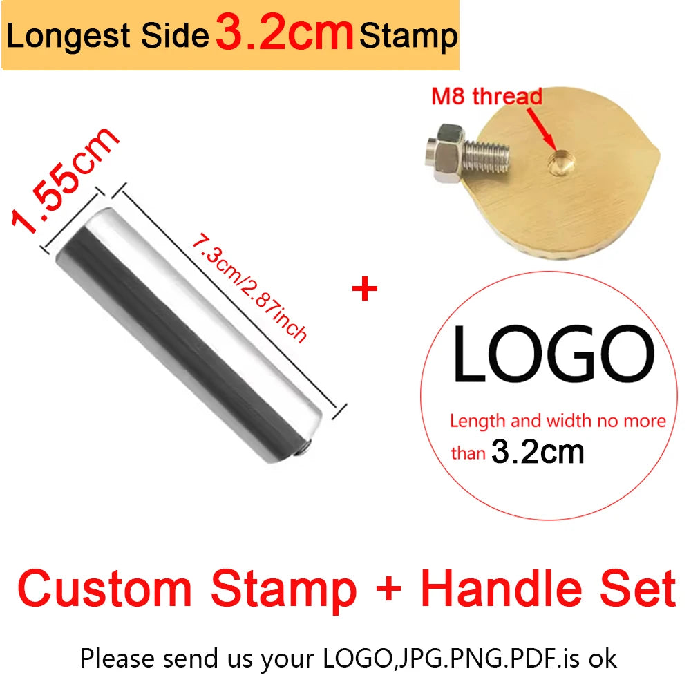 Custom Brass Stamp For Leather, Leather Branding Iron, Custom LOGO Text Leather Embossing Tool, Cold Press Handle Leather Stamp,