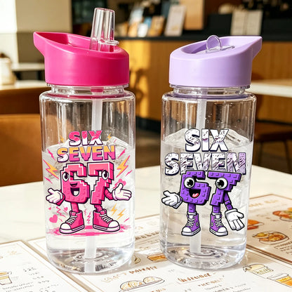 1 Piece 500ml (17 fl oz) 67 Printed Straw Cup, Summer Water Bottle, BPA Free, Portable Sports Outdoor Cup, Perfect Holiday Gift